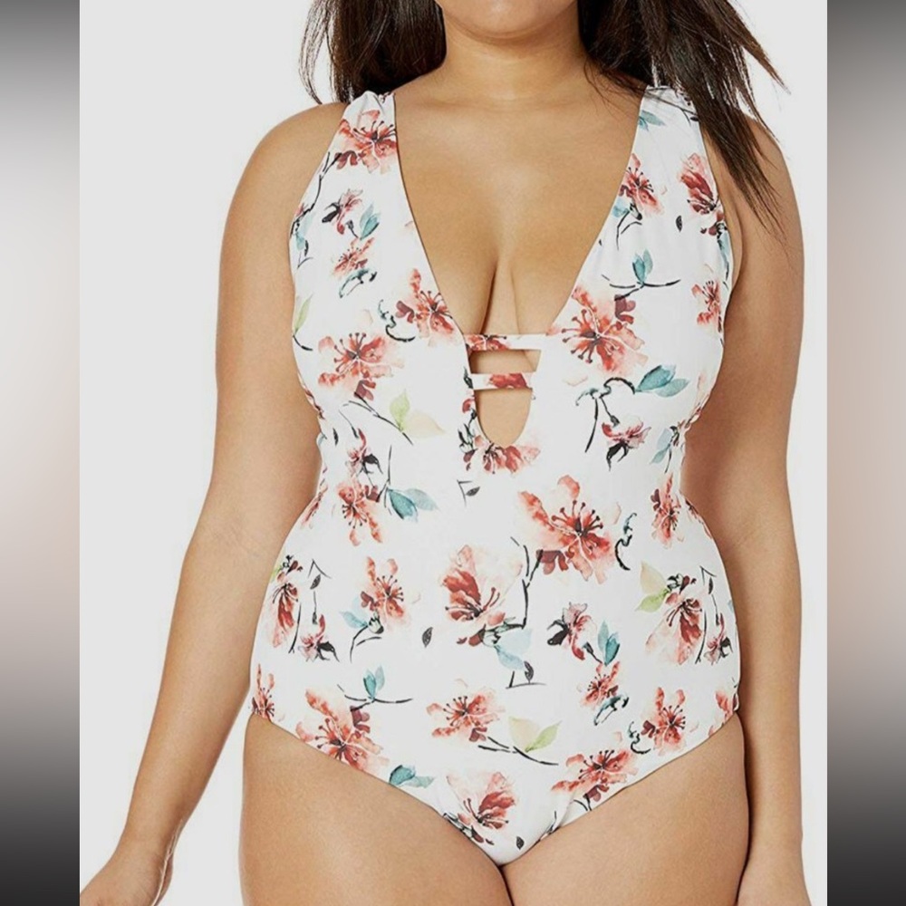Lucky Brand White Floral One-Piece Swimsuit